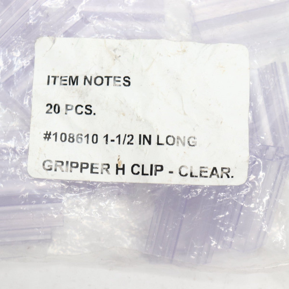 (20-Pk) Gripper H-Clip Clear 1-1/2" Long 108610