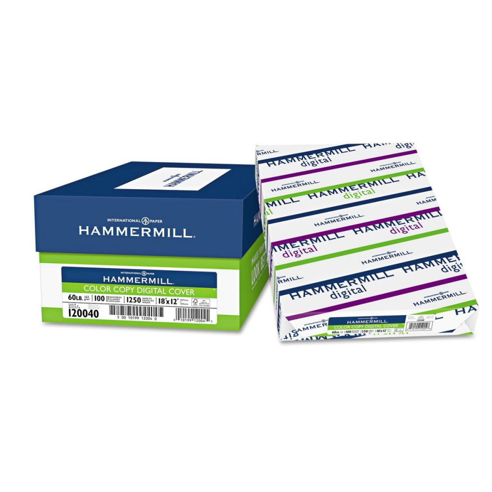 Hammermill 120040 Copier Digital Cover Stock, 60 lbs, 18 x 12, Photo White, 250 