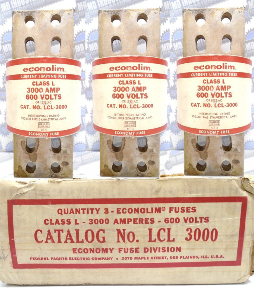 (3 Pc) FPE Federal Pacific - LCL3000 - 3000A FUSES - 600V NOS (3 NEW in BOX) 