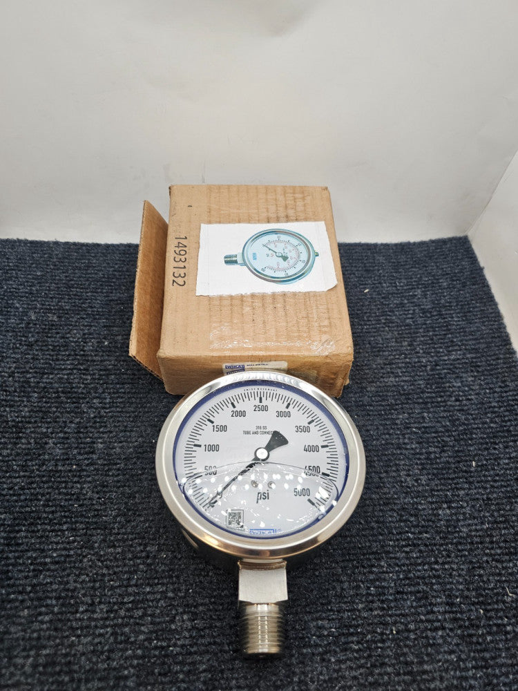 WIKA Fluid Filled Pressure Gauge 5000 PSI Bottom Stand