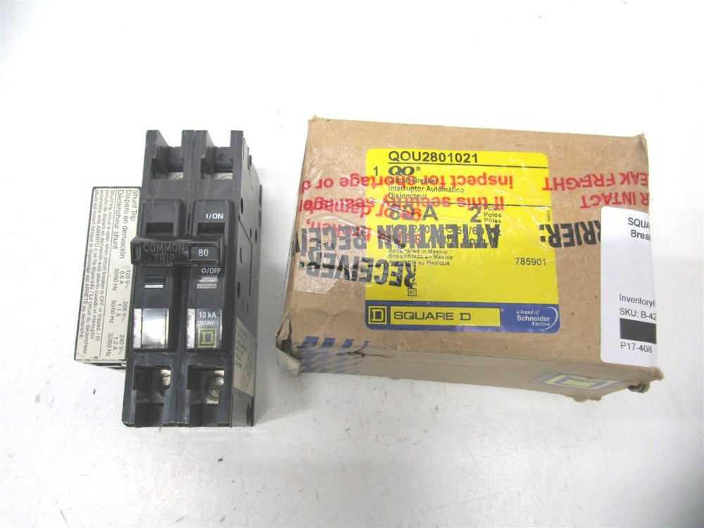 Square D (QOU2801021) 80amp 2 Pole 120/240 Stunt Trip Unit Mount Circuit Breaker