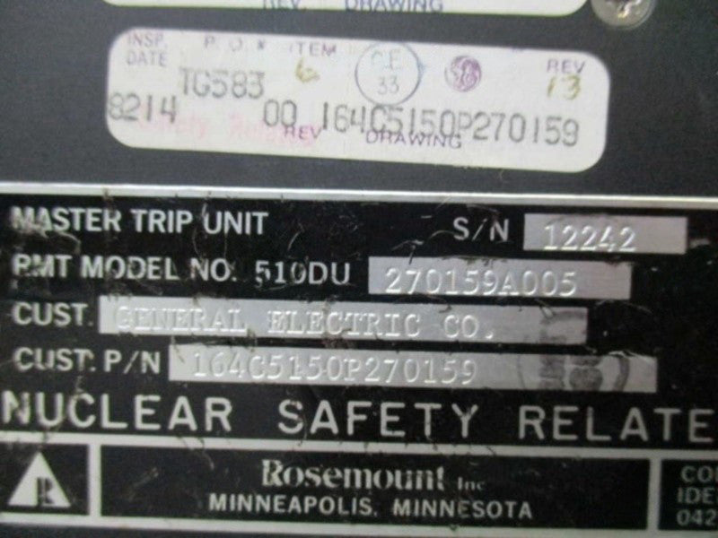 ROSEMOUNT INCORPORATED 510DU-270159A005 MASTER TRIP UNIT UNMP