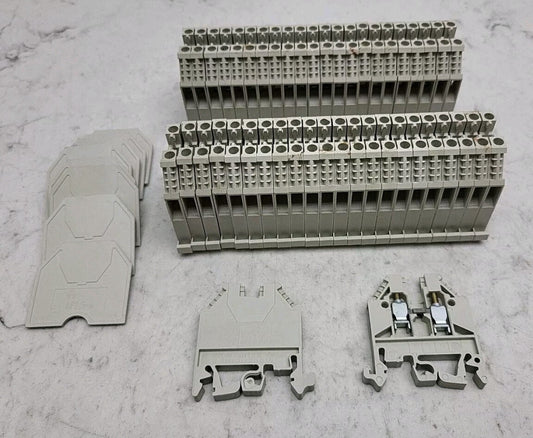 46 Pk Weidmuller WK4/U Terminal Block Connector 2 Position Feed Through 12-22Awg