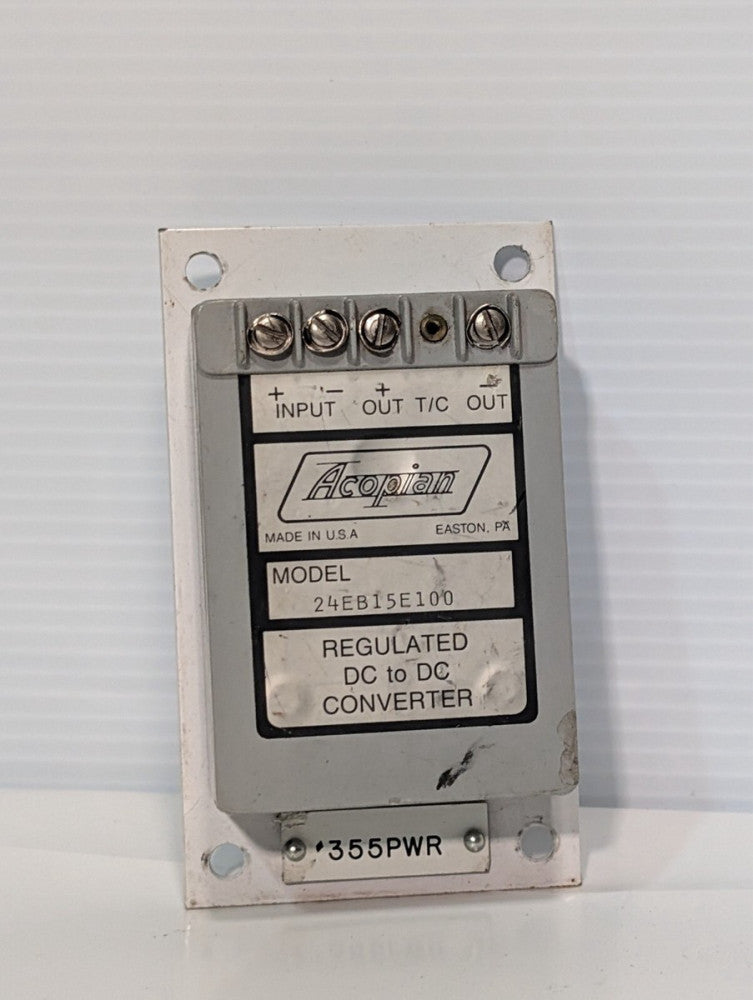 Acopian 24EB15E100 Dc To Dc Regulated Power Converter 355PWR Used