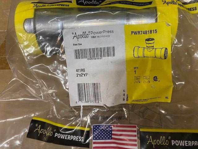 Apollo Powerpress Carbon Steel Press Tee Two Inch PWR7481815 2"x2"x1" 411RG