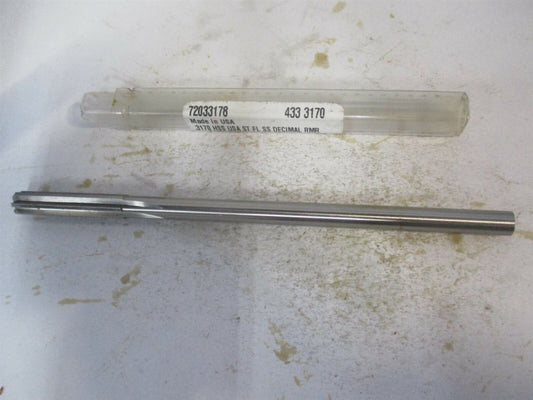 (433-0.3170) 0.317" x 1-1/2" x 6" 6-Flute Straight Shank HSS Chucking Reamer 