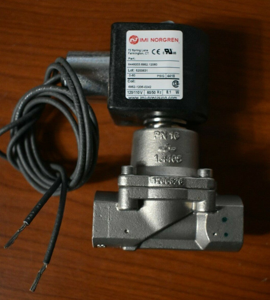 Norgren 8449203.6852.12060 Solenoid Valve 1/2" NPT, 2-Way 120/110V
