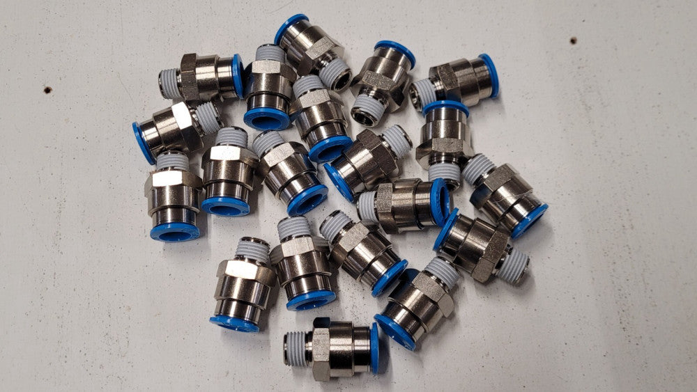 Lot of 20 Festo QS-1/4-12 Push In Pneumatic Fittings R1/4 x 12mm Tubing