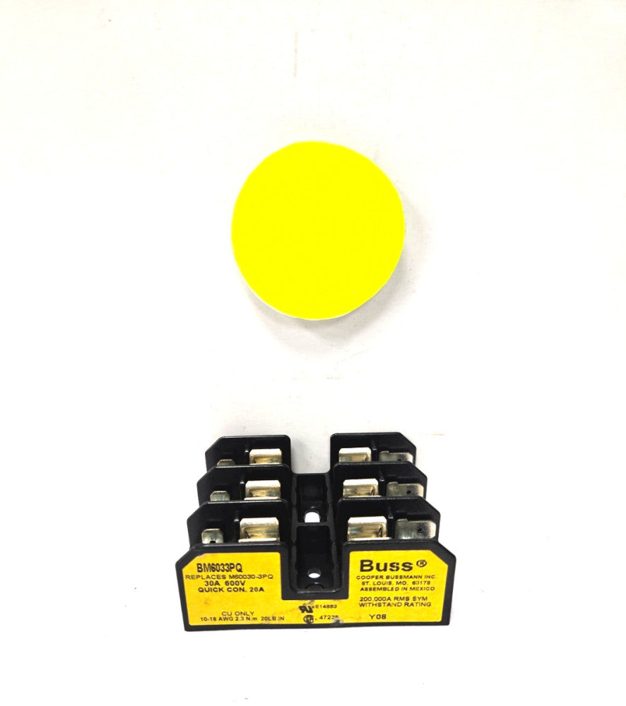 BUSS FUSE HOLDER BM6033PQ  3 POLE 30A 600V QUICK CONNECT 20A