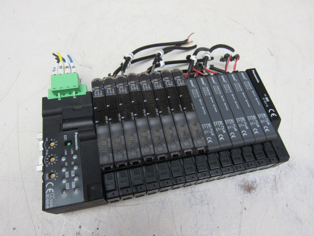PANASONIC 24VDC CC-LINK UNIT SC-GU3-01 w/ 14 FIBER SENSOR MODULES XLNT !! M/O !!