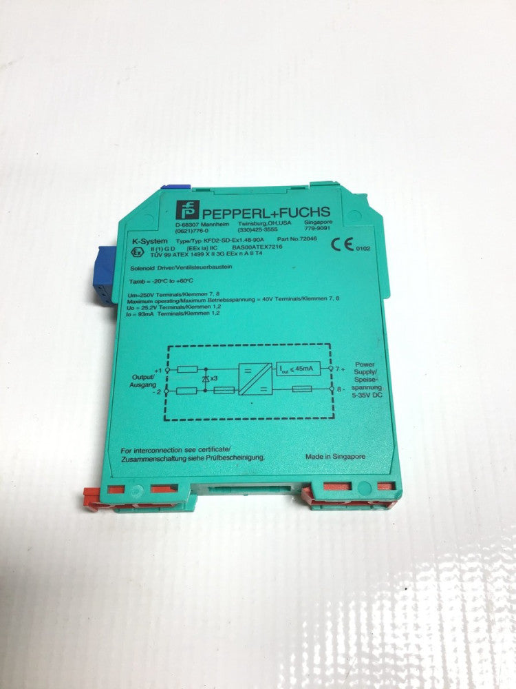 PEPPERL+ FUCHS KFD2-SD-Ex1.48-90A - 72046 Solenoid Driver