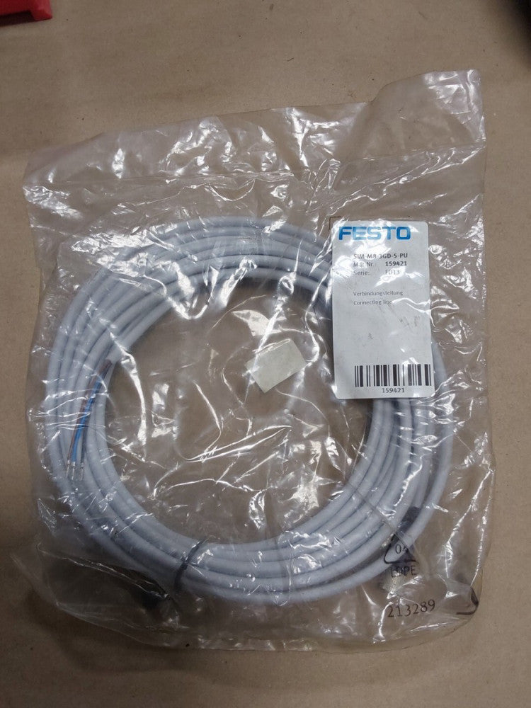 Festo 159421 3 Series FD13 Conductor Female Cable Wire Assembly SIM-M8-3GD-5-PU