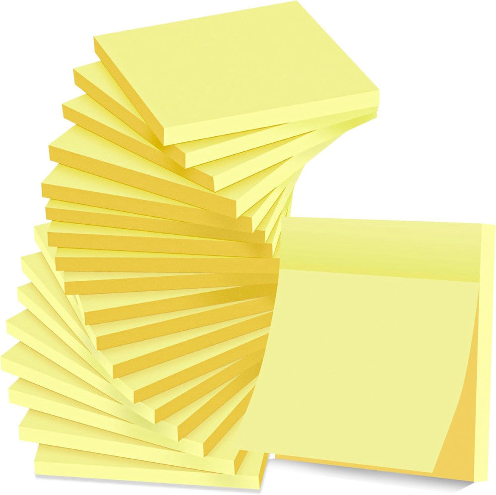 (18 Pack) Sticky Notes 3X3 in Yellow, Strong Adhesive, Clean Removal, Recyclable