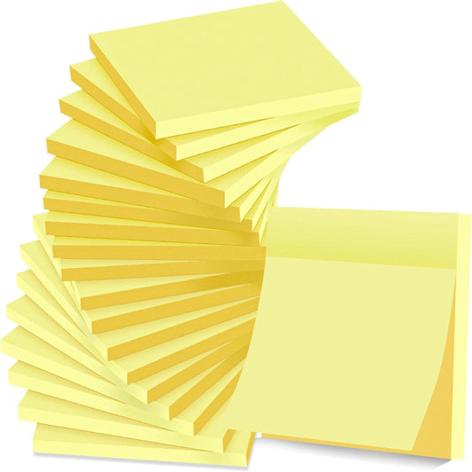 (18 Pack) Sticky Notes 3X3 in Yellow, Strong Adhesive, Clean Removal, Recyclable