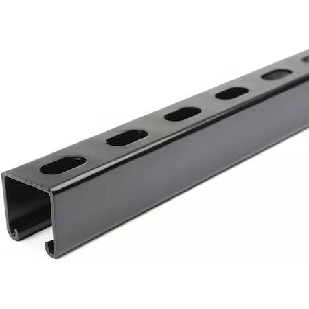 Zoro Select Fs-200Ss Fbk 12.00 Single Channel Strut, Slotted, Steel, Painted,
