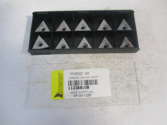 (112369109) TPGB321 I22 3/8" x 1/64" OAL Carbide Turning Insert - Pack of 10