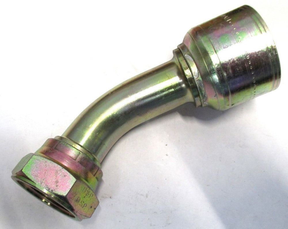 Eaton (1A16BFA16) 1" x 1" 1"-11 Thread 45° Elbow Swivel Hydraulic Crimp Fitting