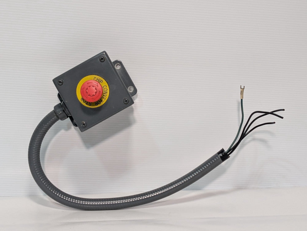 Emergency Stop Shut Off Button Housing and Wires, Interrupt Machine Power Supply