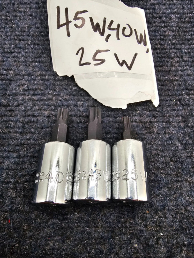 (QTY 3) Proto Professional Tools Socket Bit Stainless Steel Chrome (45W,40W,25W)