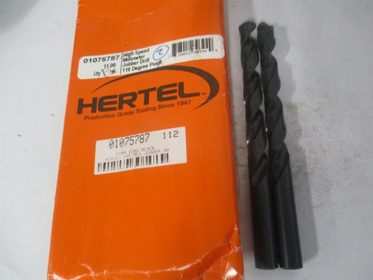 (301 11.00) 11mm x 140mm OAL 118° High Speed Steel Jobber Drill - Pack of 2