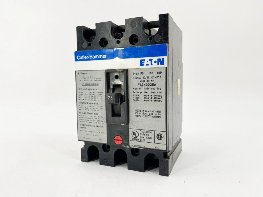 New Eaton Cuttler Hammer FS340025A Circuit Breaker 25A 480V 3P
