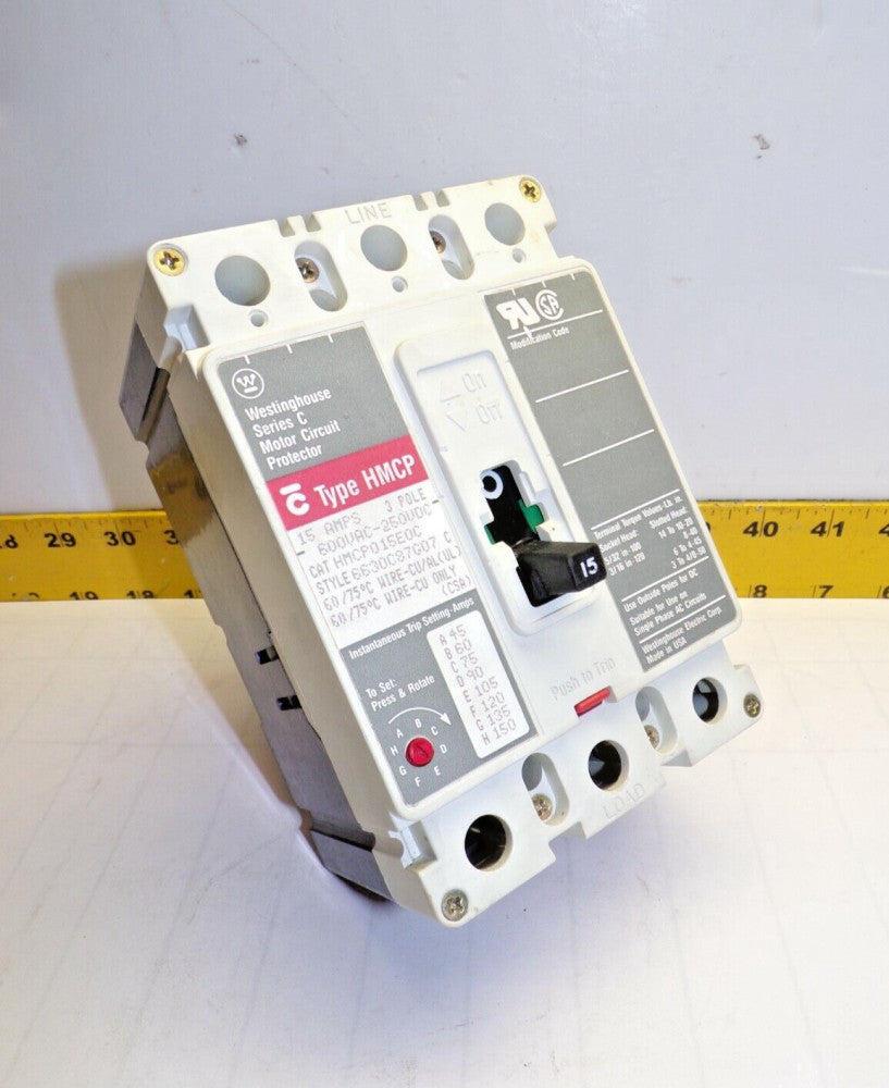 WESTINGHOUSE 15 AMP MOTOR CIRCUIT PROTECTOR 600 VAC 3 POLE  HMCP015E0C