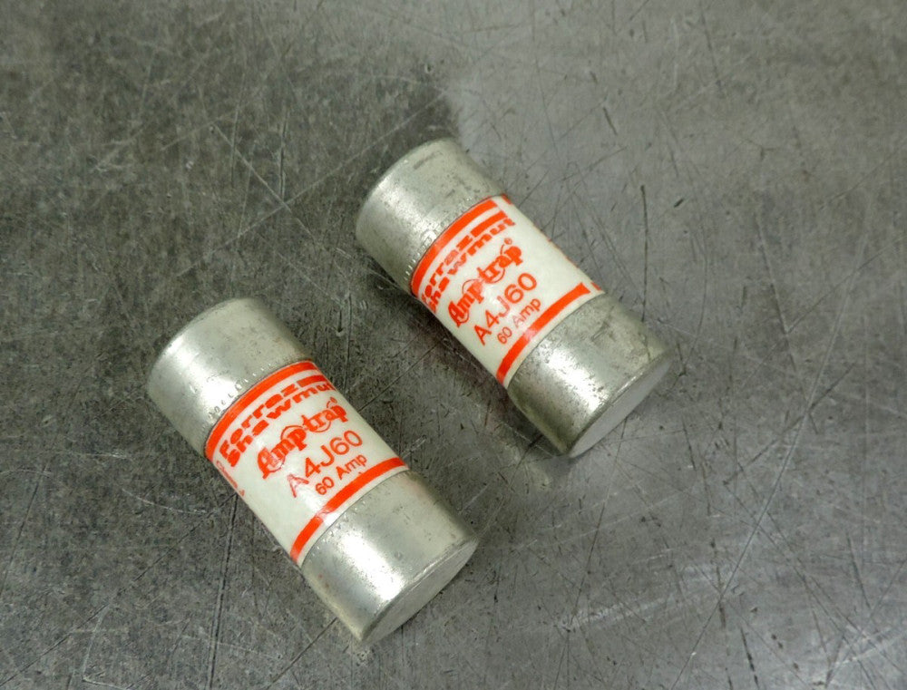 Mersen Ferraz Shawmut A4J60 600 VAC 300 VDC 60A Class J Fuse Lot of Two (2)