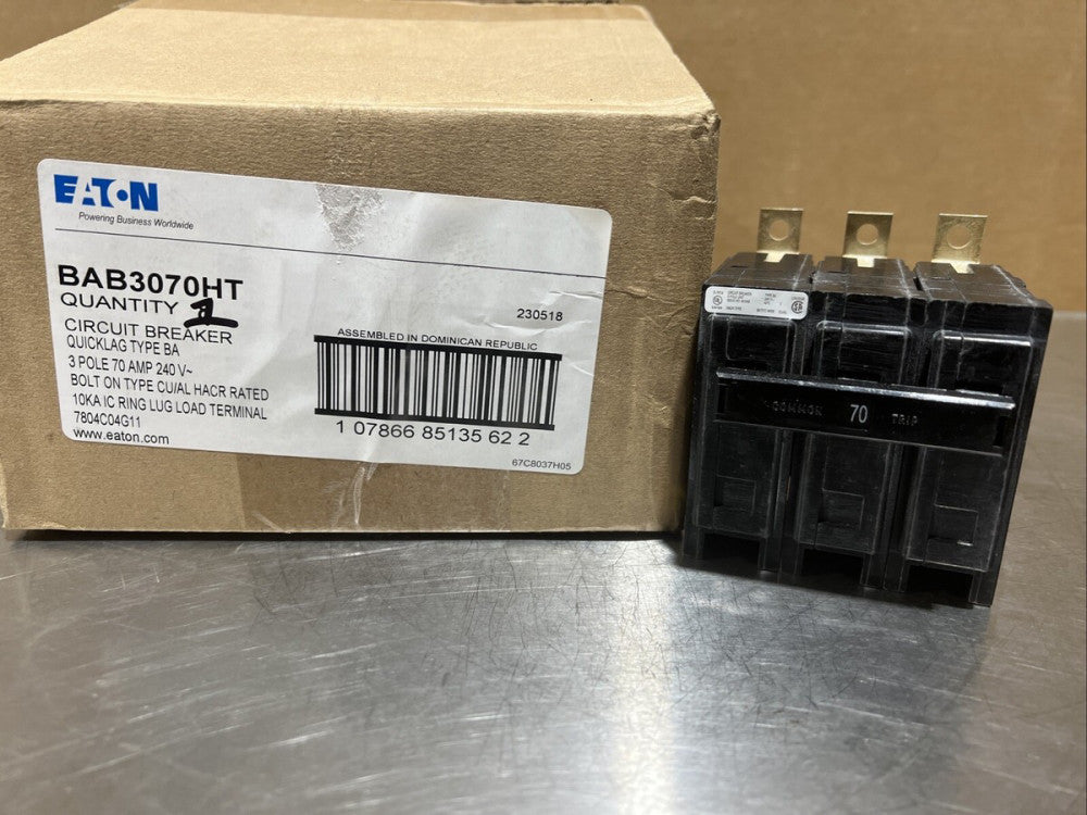 Eaton BAB3070HT 3 Pole 240V 70A LI-Trip Bolt On Circuit Breaker Nos Surplus