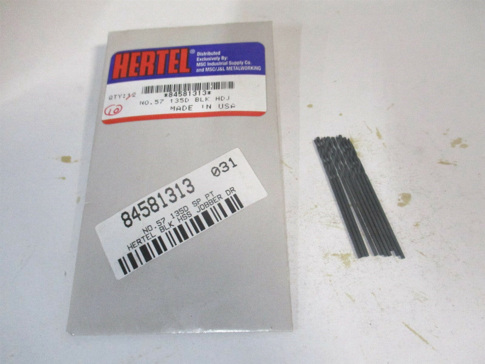 (84581313) #57 3/4" x 1-3/4" OAL 135° High Speed Steel Jobber Drill - Qty 10