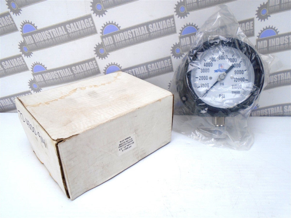 BLUE RIBBON - BR411D-452-11,6 - SS Process Gauge 4.5" 1/2" NPT LM (0-11600 psi)