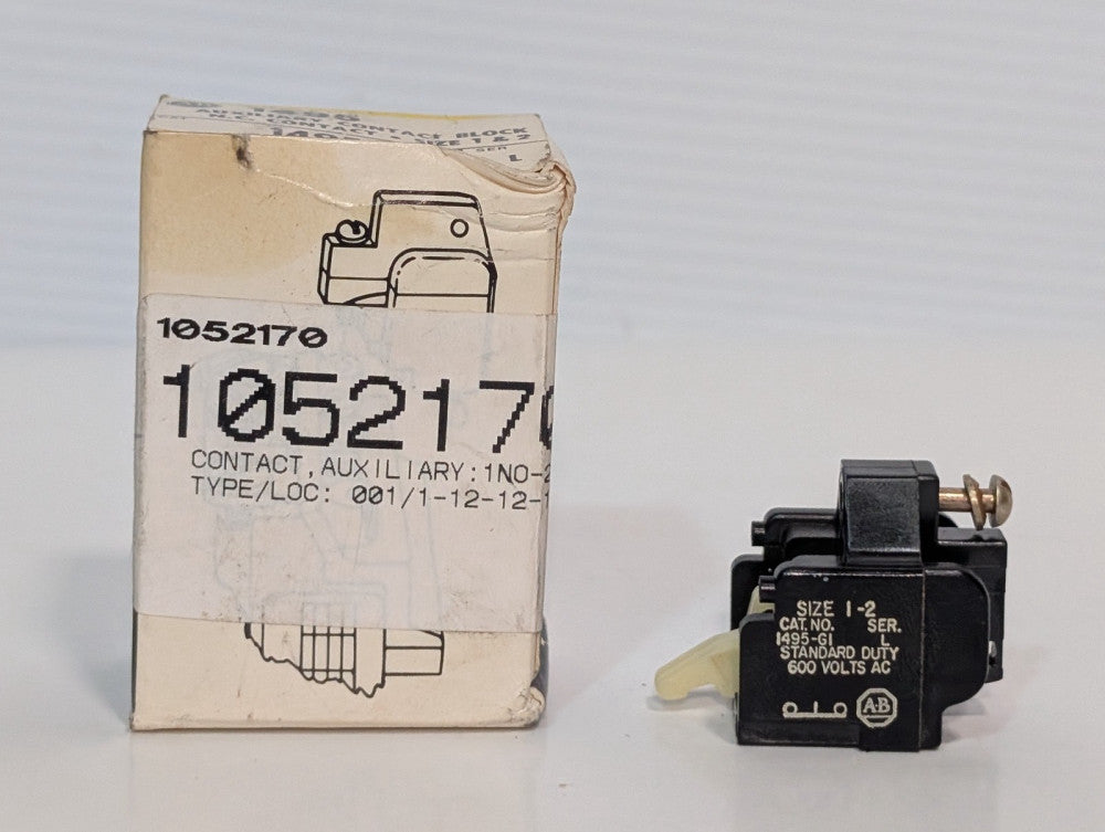 Allen-Bradley 1495-G1 Auxiliary Contact Block Size 1–2 1NC 600VAC Standard Duty
