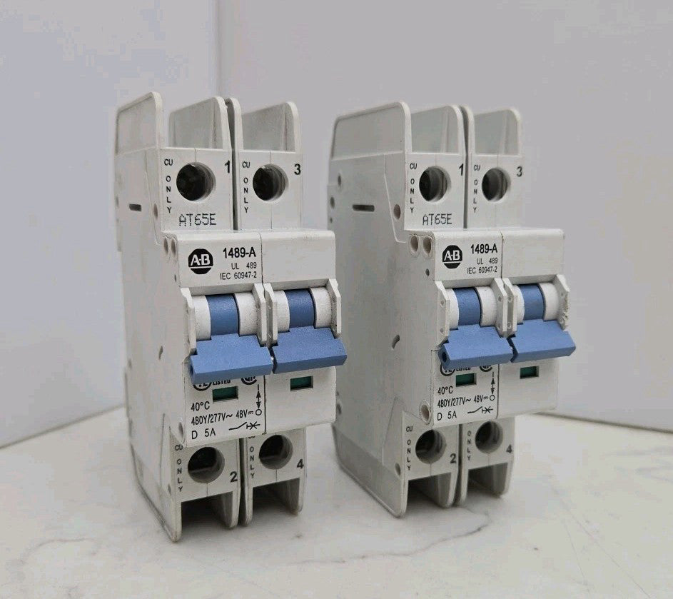 2 Pack Allen Bradley 1489-A2D050 5A Amp Circuit Breaker 2 Pole 1489A2D050 1489-A