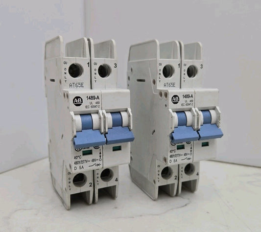 2 Pack Allen Bradley 1489-A2D050 5A Amp Circuit Breaker 2 Pole 1489A2D050 1489-A