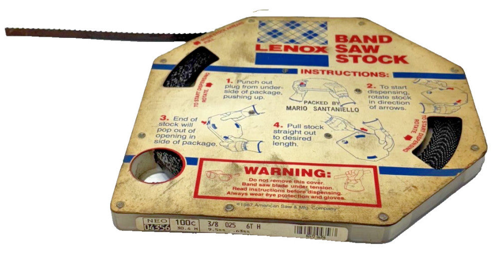 LENOX BAND SAW BLADE COIL STOCK 04356 3/8" X APPROX. 50FT 0.025"