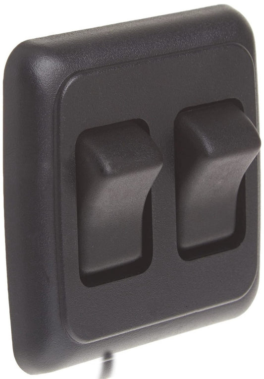 12235 Black Double SPST On-Off Switch with Bezel