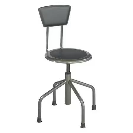 Safco 6668 Round Stool With Backrest, Height 16" To 22"Pewter