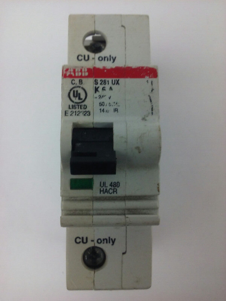 ABB, S281UX, S281UX-K6A, CIRCUIT BREAKER, 1P, 240V, 50/60HZ,14KA,6A, NEW SURPLUS