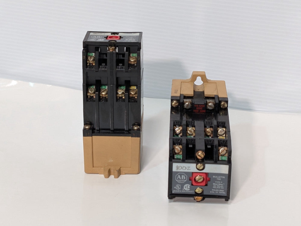 2 AB Allen Bradley Bulletin 700, Type P, 8-12 Pole Direct Drive Relays, 110-120V