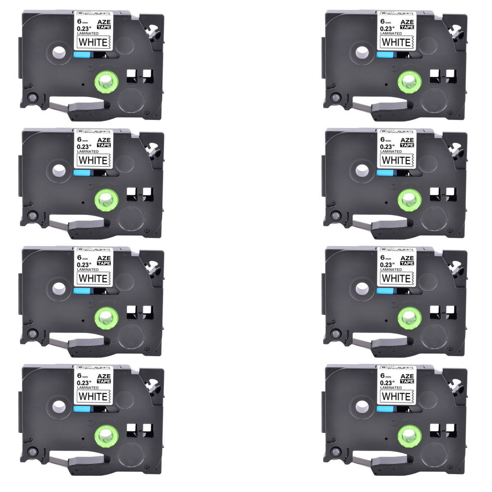 8PK Fits Brother P-Touch TZ-211 TZe-211 Black on White Label Tape PT-D400 6MM