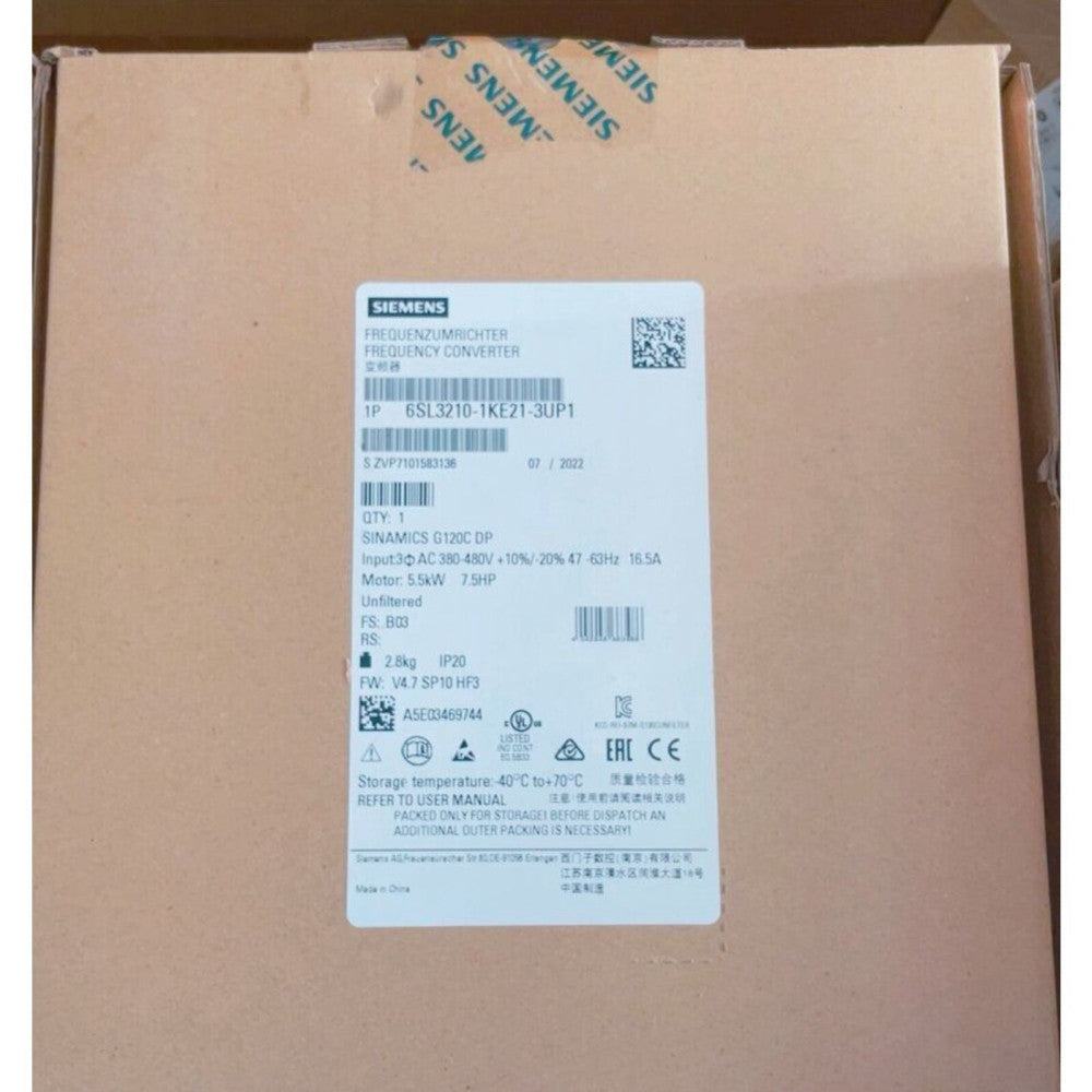 Siemens 6SL3210-1KE21-3UP1 SINAMICS G120C 5.5KW Converter 6SL3 210-1KE21-3UP1
