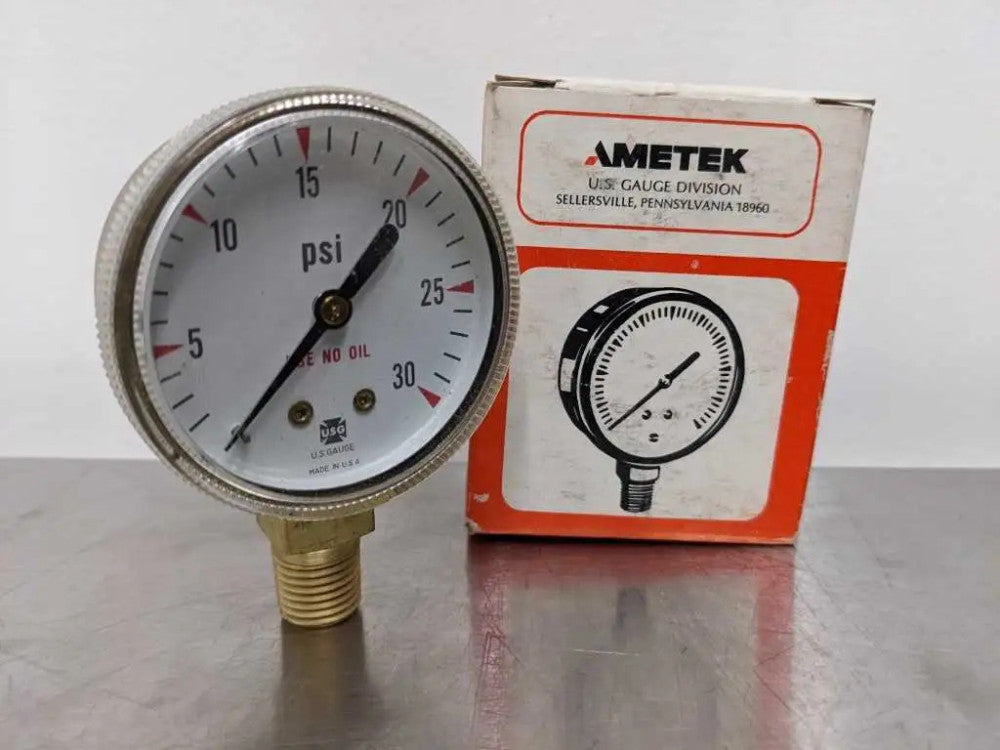 Ametek P602 Pressure Gauge 30 PSI 2" 045501 A43 1/4" LM NPT No Oil