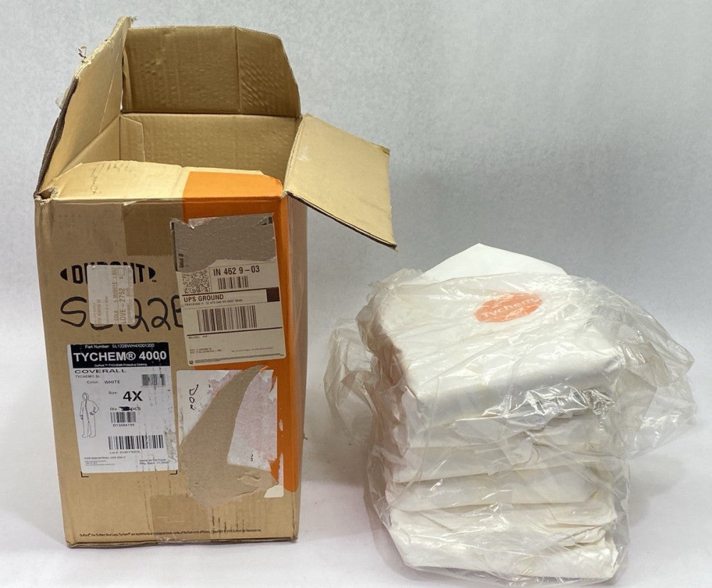 Dupont SL122BWH4X001200 Tychem Safespec 4000 White Size 4X LOT OF 5