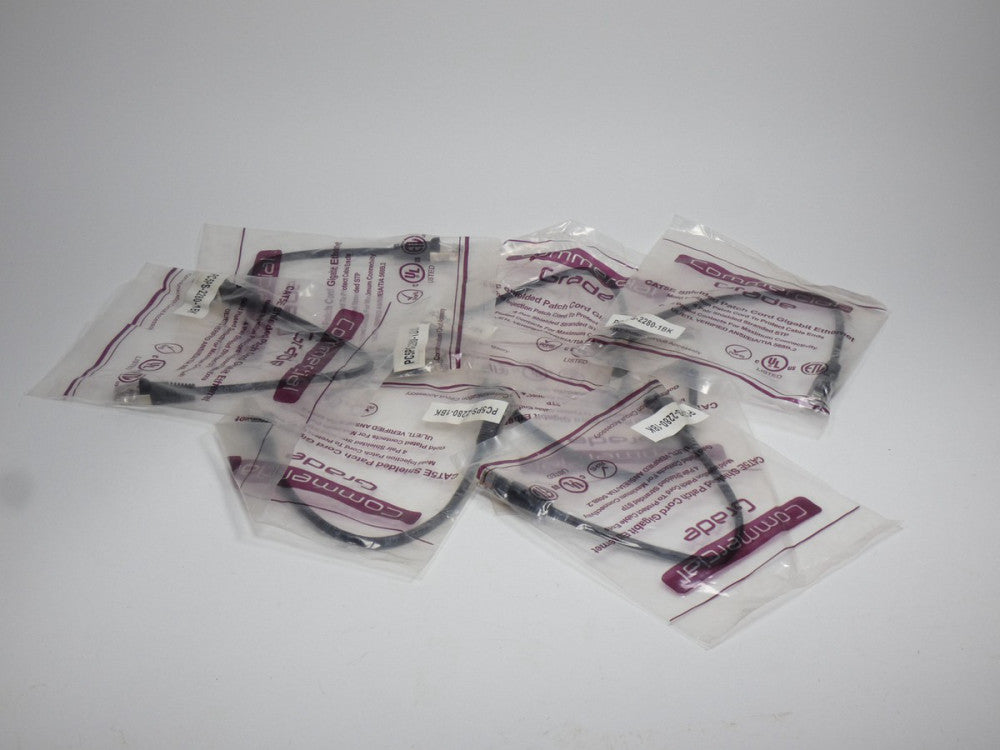 *Lot of 7* Primus PC5PS-2280-1BK Cat5E Shielded Patch Cord Gigabit Ethernet C...