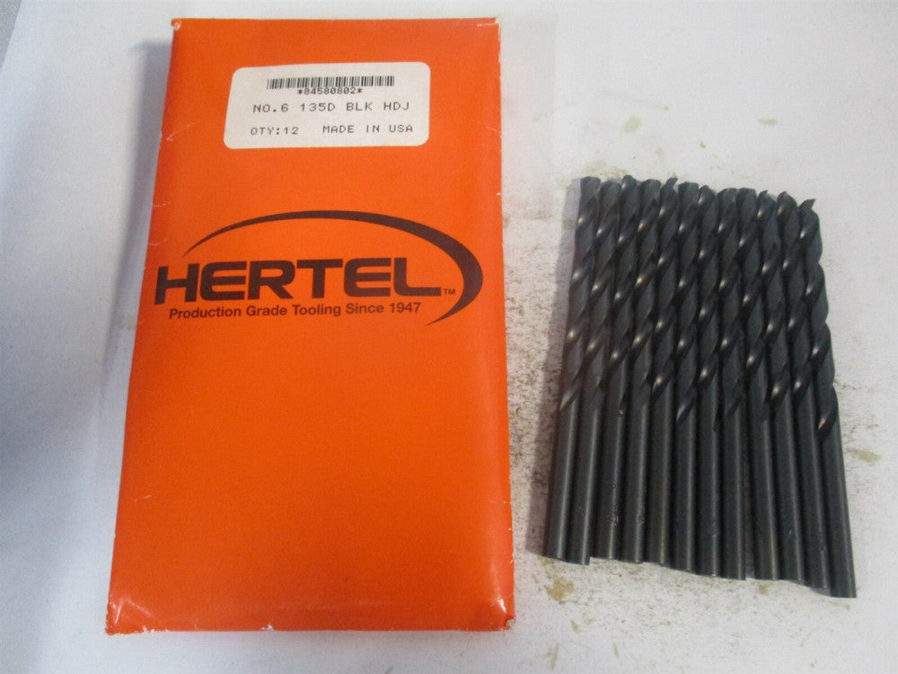 (84580802) #6 x 2-1/2" x 3-3/4" 135° High Speed Steel Jobber Drill - Pack of 12 