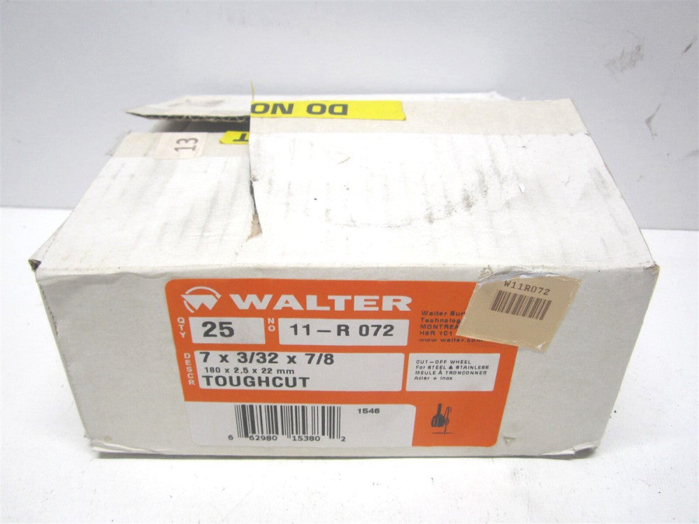 Walter (11R072) 7" x 3/32" x 7/8" Type-1 Aluminum Oxide Cutoff Wheel - Lot of 25