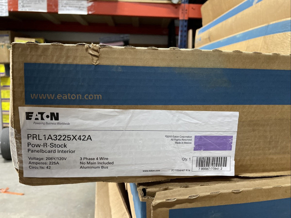 1- Eaton PRL1A3225X42A Panelboard 225A 208Y/120V 42-Space, 42-Circuits
