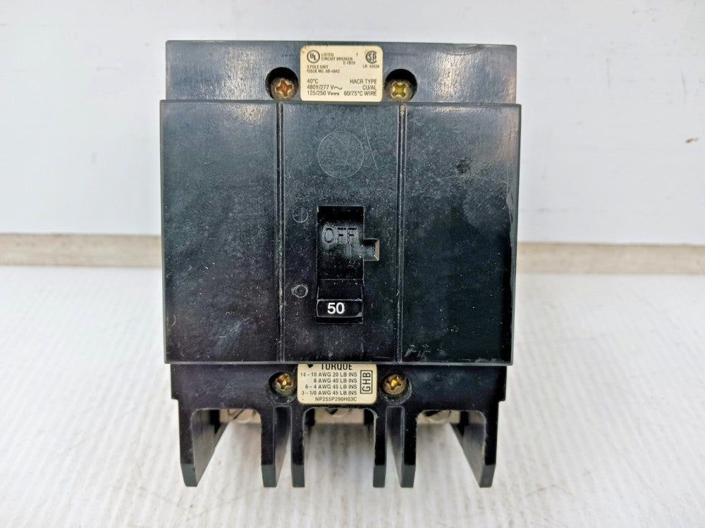 Cutler Hammer 50 Amp Bolt-On Circuit Breaker 3 Pole 277/480 VAC 65kA GHB3050