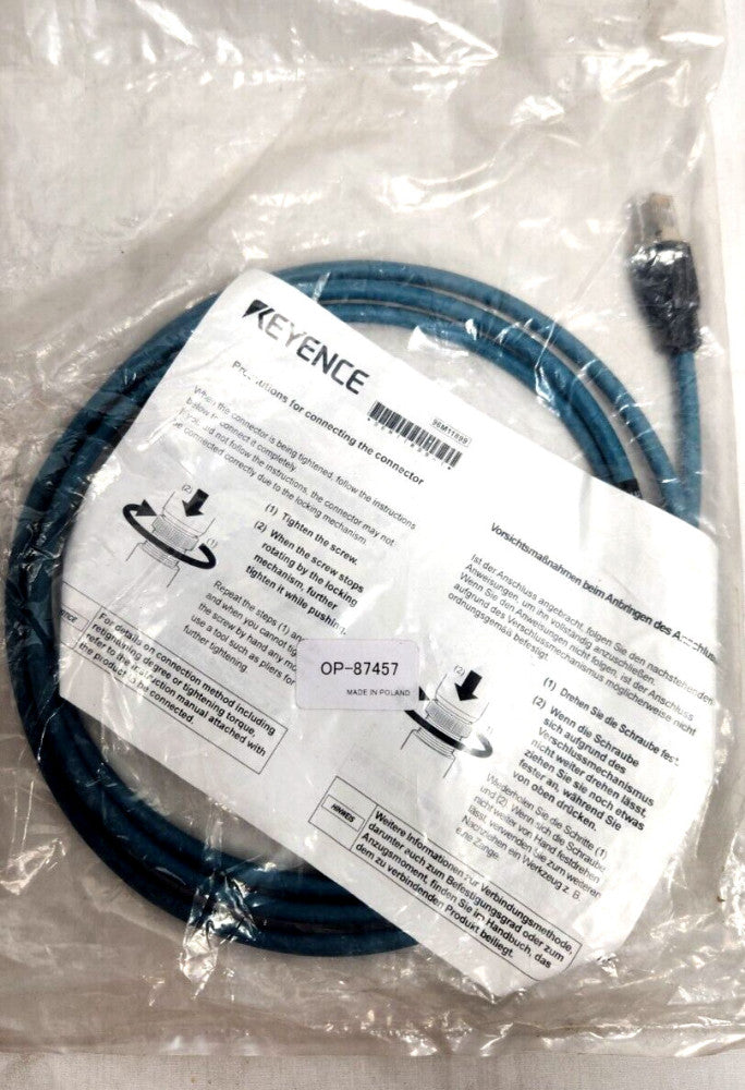 Keyence OP-87457 Ethernet Cable (M12 4-pin / RJ45) 2m New
