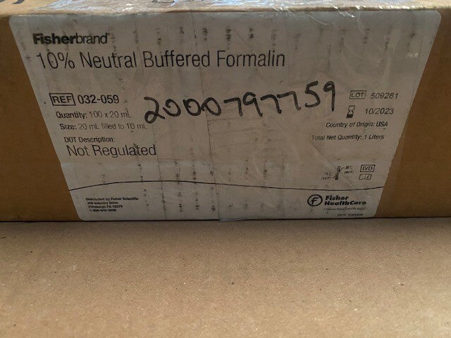 (100 Pack) 032-059 Fisherbrand 10% Neutral Buffered Formalin 10ml In EXP 10/2023