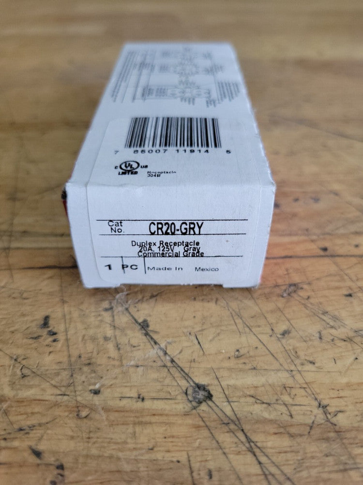 LEGRAND, CR20-GRY,  GRAY DUPLEX RECEPTACLE, 20A, 125V